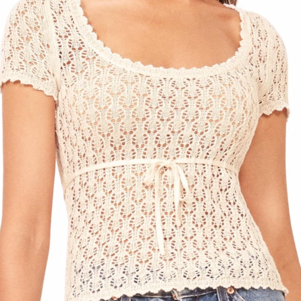 reformation cream knit top